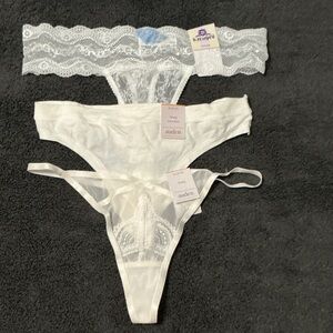 Auden white Lace Thongs. Set of 3